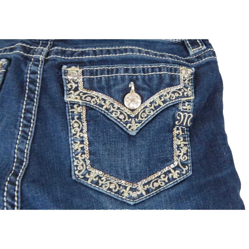 Y2K Miss Me Hailey Skinny Jeans Womens 29 Blue Flap Pocket Bling Stretch Denim - Picture 4 of 13